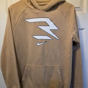 Nike Tan Kids Hoodie with White Logo